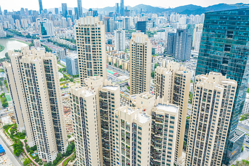 Drone view of housing in Shenzhen, China