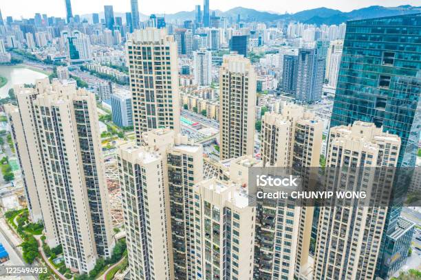 Drone View Of Housing In Shenzhen China Stock Photo - Download Image Now - China - East Asia, Real Estate, Apartment