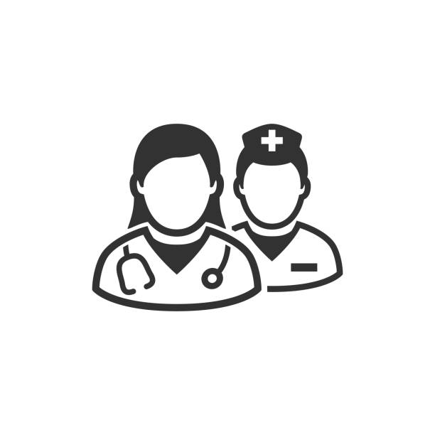 illustrations, cliparts, dessins animés et icônes de icône de docteur et d’infirmière mâle de femelle - infirmier