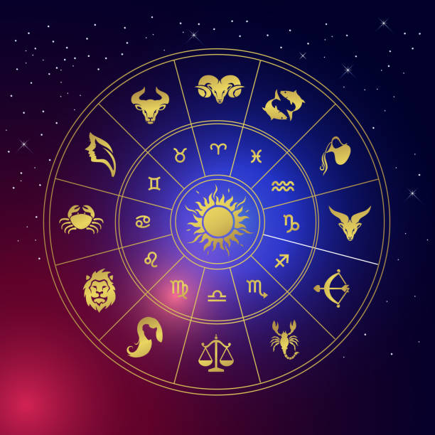 illustrazioni stock, clip art, cartoni animati e icone di tendenza di icona zodiacale - fortune telling astrology sign wheel sun