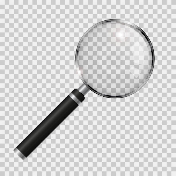 illustrazioni stock, clip art, cartoni animati e icone di tendenza di illustrazione vettoriale realistica lente d'ingrandimento - equipment magnifying glass glass science