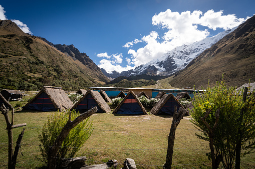 Teepees at a base camp in the Andes on the Inca Trail.
