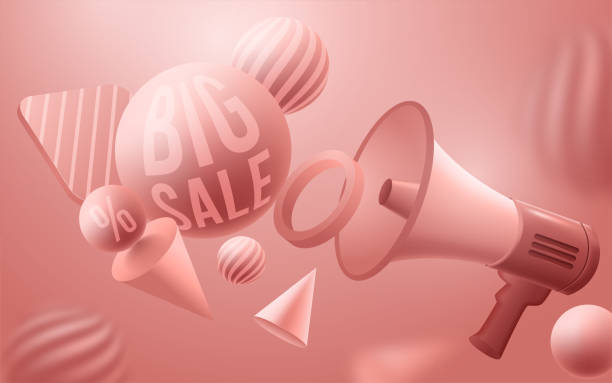 istock Sale banner template design, Pastel Vibrant Background with Futuristic 3D Shape. Vector Illustration 1225502372