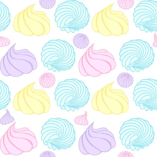 Vector illustration of Seamless background with colorful meringues on a white