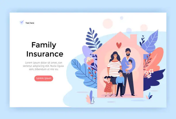 Vector illustration of Happy family at home.