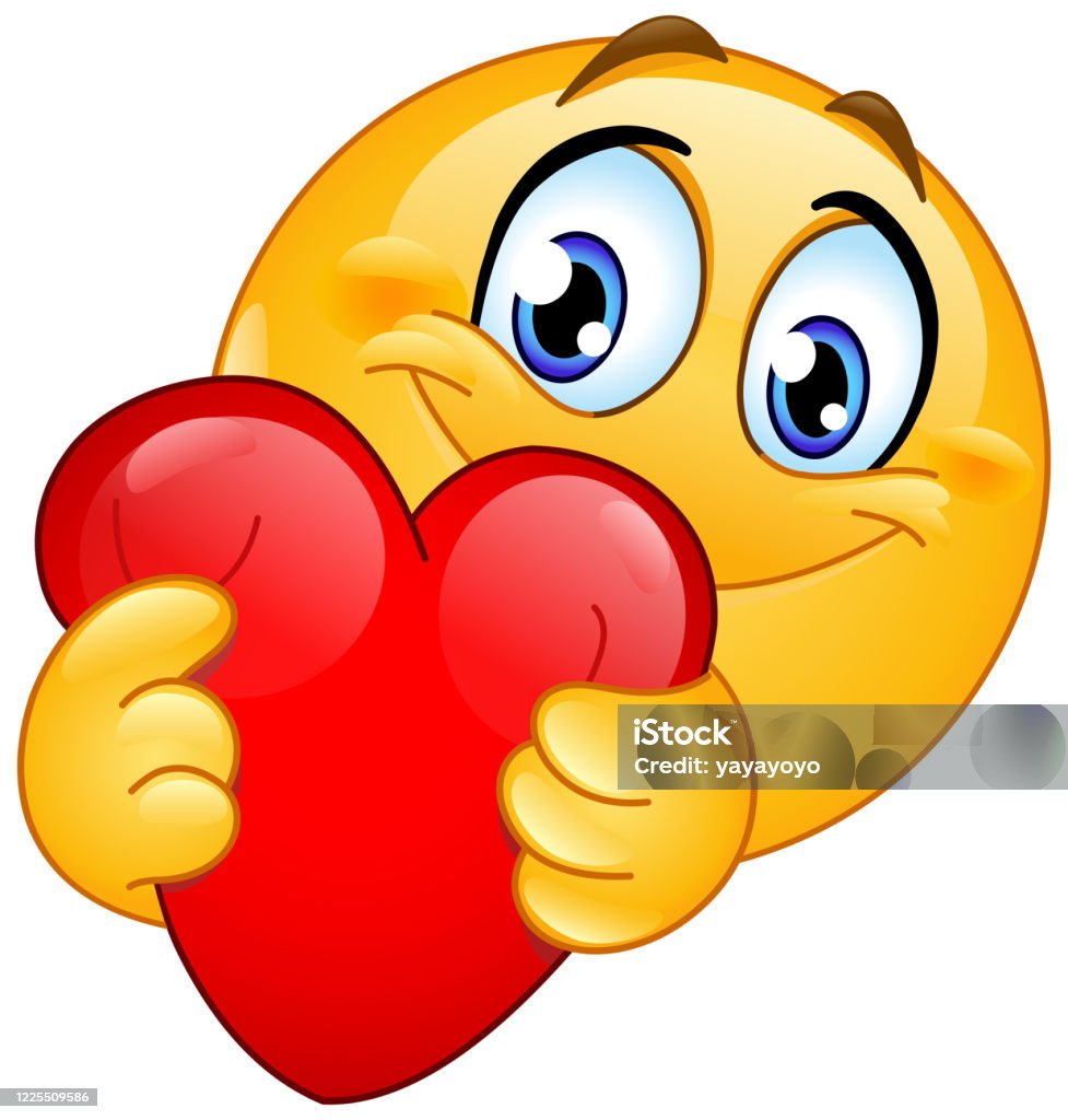 Emoticon Hugging Red Heart Stock Illustration - Download Image Now ...