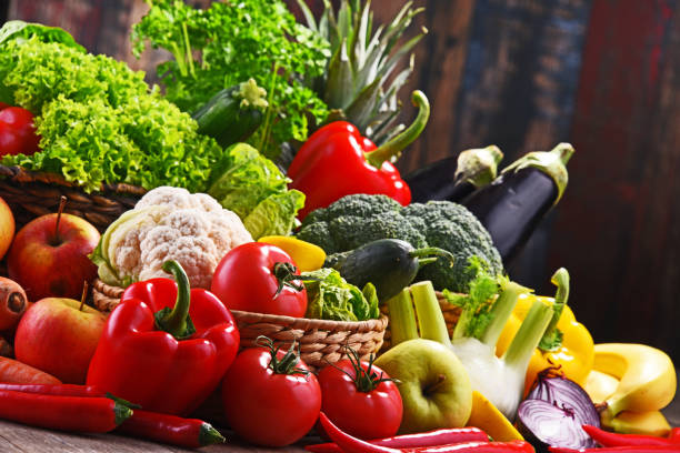 istock Composition with assorted organic vegetables and fruits 1225510693