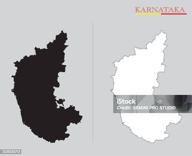 Black Map Of Karnataka Vector Illustration Silhouette Design Isolated On  Grey Background Stock Illustration - Download Image Now - iStock