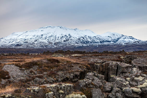 thingvellir valley nationalpark in iceland. the seam between the eurasian and north american tectonic plates.