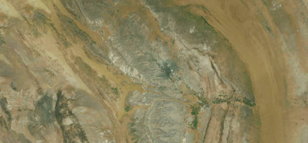 Aerial view of the Edge of the World Escarpment near Riyadh in Saudi Arabia stock photo
