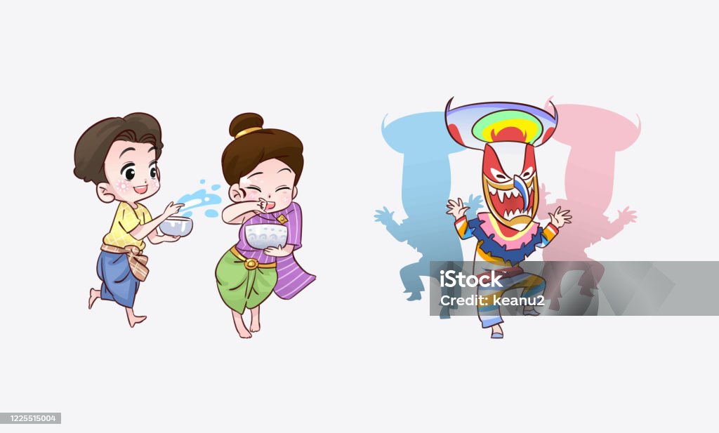 Boy And Girl Play In Festival Thai Cartoon Stock Illustration - Download Image Now - Adult, Art, Asia - iStock Boy And Girl Play In Festival Thai Cartoon Stock Illustration - Download Image Now - Adult, Art, Asia - iStock