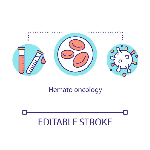 illustrations, cliparts, dessins animés et icônes de icône concept d’oncologie hemato. illustration mince d’illustration mince d’illustration de ligne de cancer de sang. traitement de la leucémie. examen médical. vector aperçu isolé rgb color drawing. course modifiable - blood cell