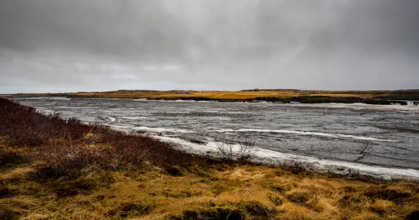 Frozen lake landscape in winter in Iceland, Europe