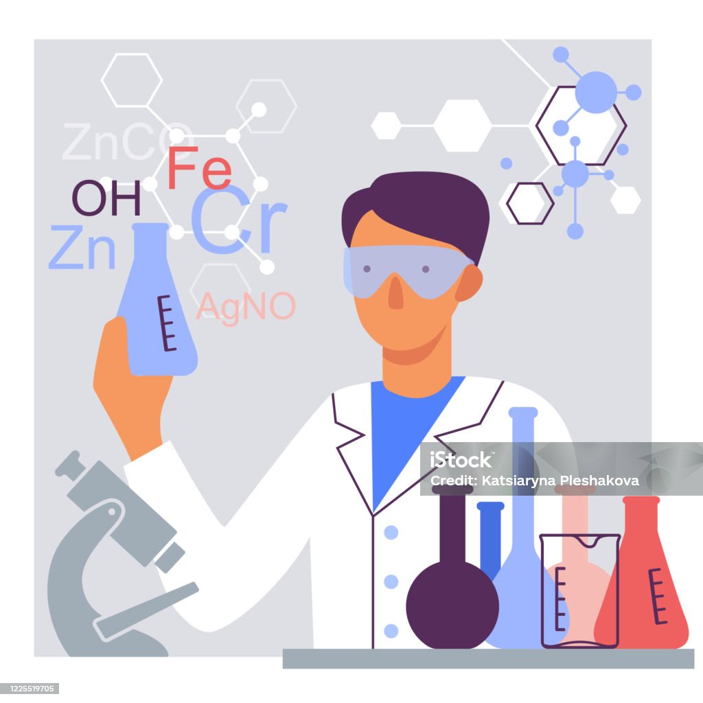 Hình Ảnh Cách Điệu Của Một Nhà Hóa Học Cầm Bình Trong Phòng Thí ...