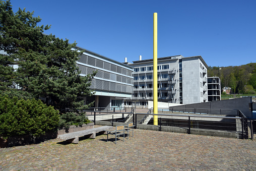 University of Zurich - the Irchel Campus was realized till 1986. The campus contains several Faculties, the museum of anthropology and a public parc. The image was captured in springtime during the Lockdown as result od the worldwide CoVid pandemic.