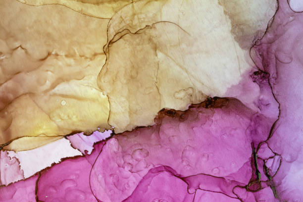 istock Alcohol ink technique brown and pink. Hand painted ink texture. Modern art. Abstract colorful background. 1225521981
