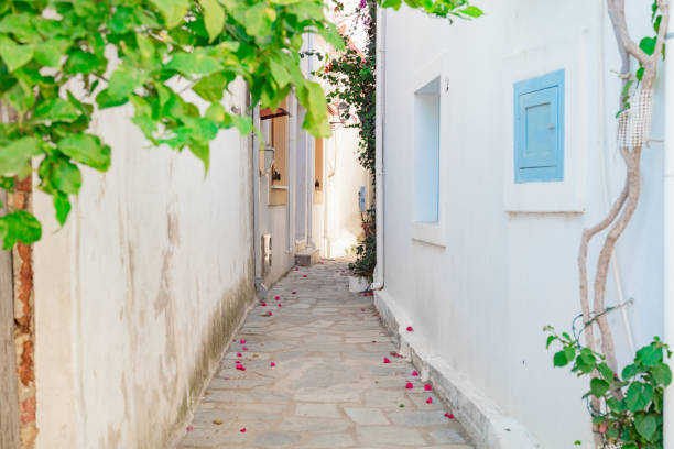 Mediterranean white street with no people.