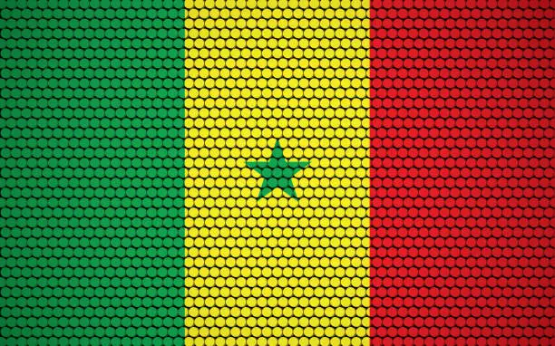 Vector illustration of Abstract flag of Senegal made of circles. Senegalese flag designed with colored dots giving it a modern and futuristic abstract look.