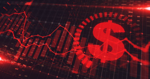 börsen-dollar-handelsdiagramm in grün-rot als economy 3d-illustration hintergrund. - tropfen grafiken stock-fotos und bilder