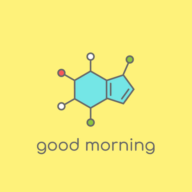 caffeine molecular structure. Good morning concept. chemical formula and text. caffeine molecular structure. Good morning concept. chemical formula and text. Coffee, inspiration, motivation symbol. Vector line illustration isolated on white caffeine molecule stock illustrations