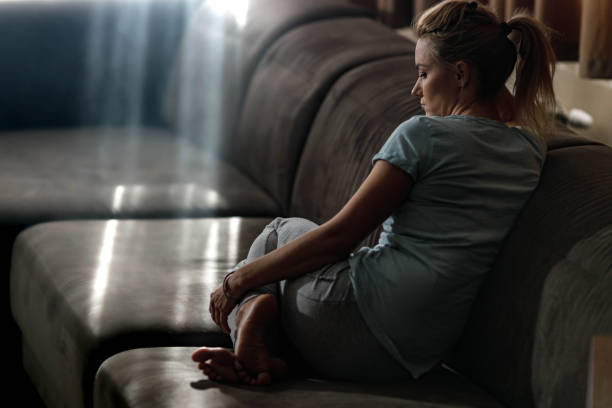 istock Pensive woman feeling lonely at home. 1225531249