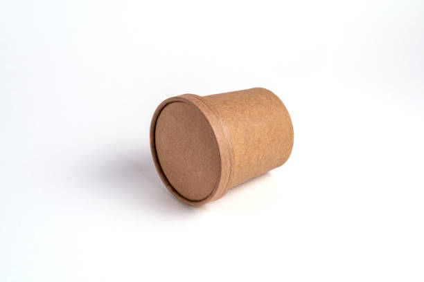 istock Empty paper disposable cup fo takeaway food container isolated on white. 1225533785