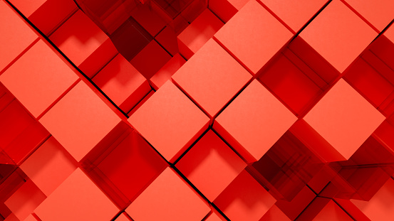 3d rendering of abstract transparent cubes technology background.