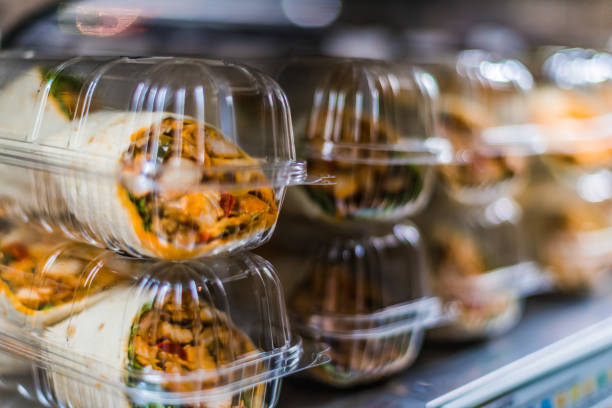istock Pre-packaged sandwiches displayed in a commercial refrigerator 1225535055