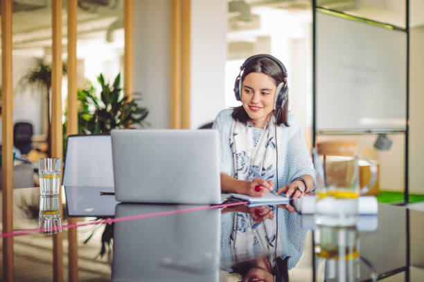 istock Young woman is working on her laptop 1225535151