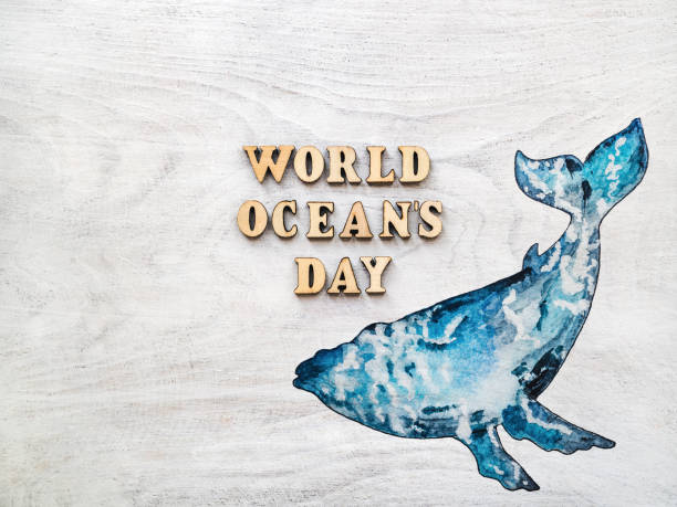istock World Ocean Day. Beautiful, bright greeting card 1225537123