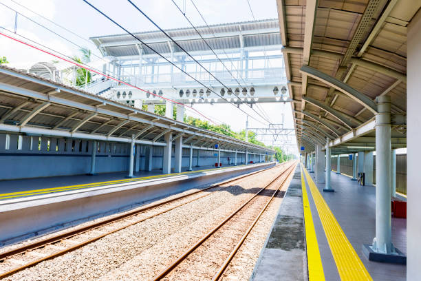 istock The train station with a pedestrian bridge above it 1225538255