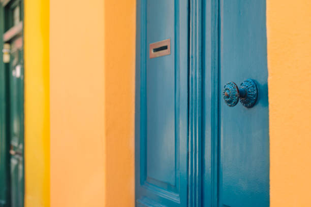 Close-up of a blue door