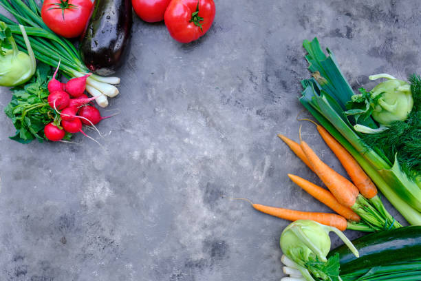 istock Fresh, raw vegetables on a rustic background. healthy eating concept. Vitamins, immunity 1225541701