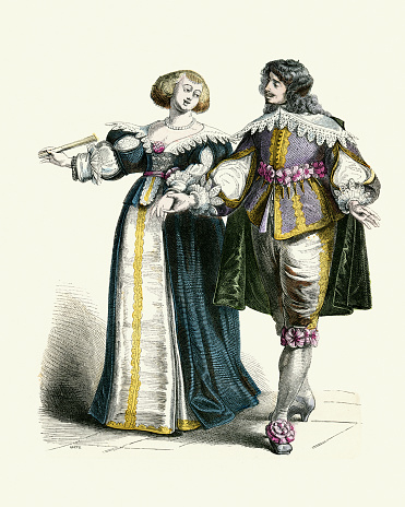 Fashion Period Costumes Of 17th Century France Gentleman And Lady Stock  Illustration - Download Image Now - iStock