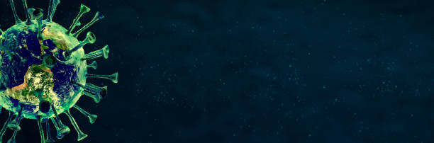 istock The earth reflected in the corona virus on blue background - Virology Concept - 3d Rendering 1225542414
