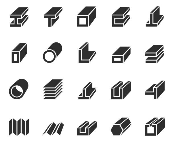 Steel production icon set Steel production icon set , vector illustration pipe tube stock illustrations