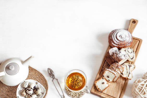 istock Breakfast or brunch with delicious pastries and Easter cookies. 1225544320