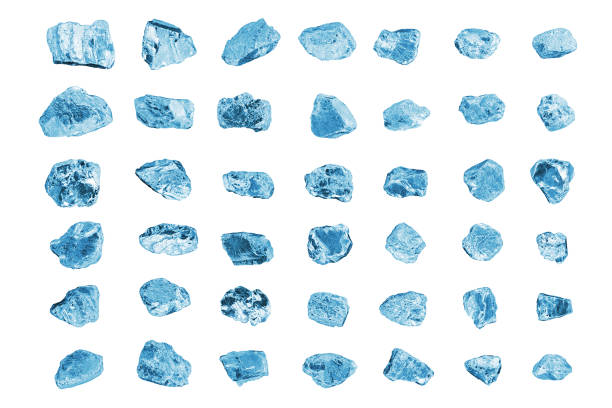istock Blue gem stones white background isolated closeup, crushed ice cubes set, rough diamonds collection, raw brilliants texture, natural rocks nuggets, group of crystals, mineral samples, gemstone, jewel 1225544780