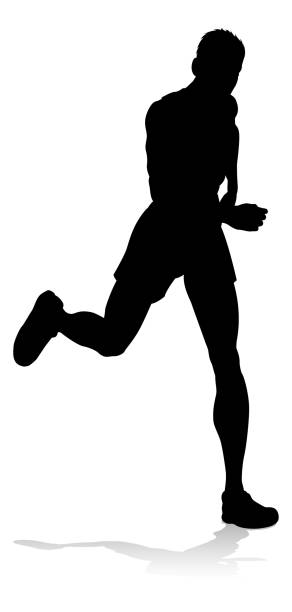 sylwetka toru i pola wyścigowego - silhouette sport running track event stock illustrations