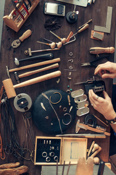 istock working desk of goldsmith, top view 1225546573