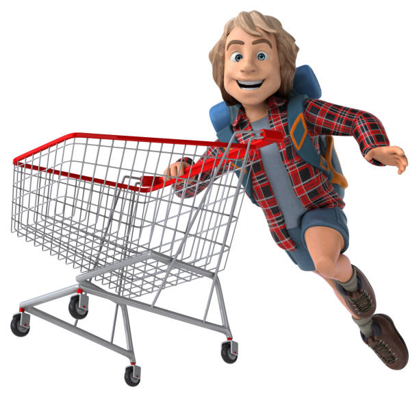 istock Man solo traveling backpacker - 3D Illustration 1225549369