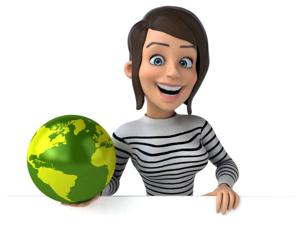 istock Fun 3D cartoon casual character woman 1225549410