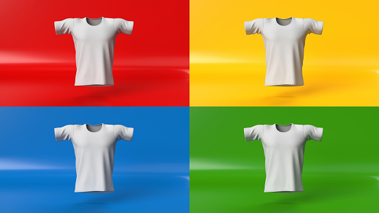 3d realistic render of Mens T Shirt clean empty template, mockup for design, logo