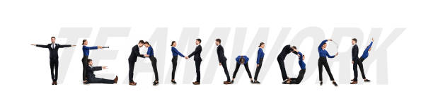 istock Group of people forming teamwork word at studio 1225553066