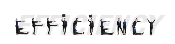 istock Group of people forming efficiency word at studio 1225553142