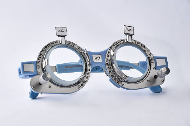istock Optometrist equipment for eye test with optical instrument 1225553175