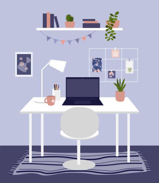 2,000+ Modern Home Office Background Stock Illustrations, Royalty-Free ...