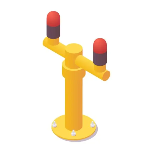 Vector illustration of Isometric touchdown zone lights airport. Airport lighting element