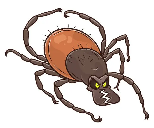 Vector illustration of Cartoon evil tick