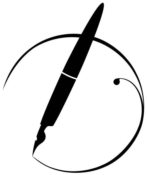 ilustrações de stock, clip art, desenhos animados e ícones de black and white  design  fountain pen - fountain pen business pen writing